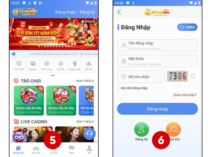 Bước 5 và Bước 6 hướng dẫn tải app Sodo66 trên điện thoại Android